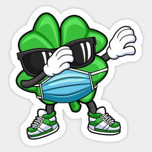 Dabbing Shamrock Face Mask St Patricks Day Sticker